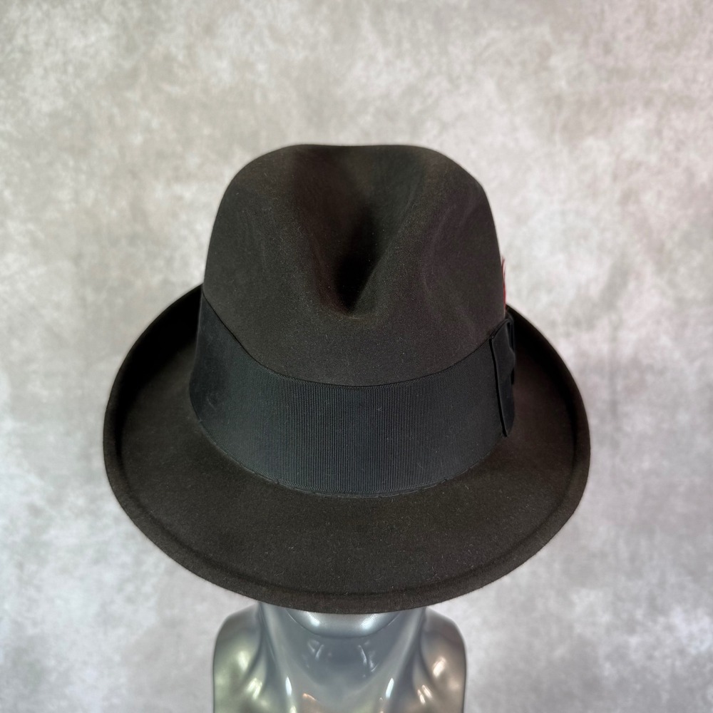 Dobbs Fifth Avenue NY Vintage Fedora Hat 7 1/4 Brown Fur Felt Game Bird Feather